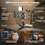 SmallRig All-in-One Universal Quick Release Phone Video Rig Kit Pro, Phone Stabilizer Rig Kit with LED Light Microphone QR Tripod Dual Handles Power Bank Holder, for Vlogging & Live Streaming - 4704