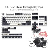 GMKWTL XVX Shine Through Keycaps, Japanese Ink Lotus Keycap Set, DoubleShot PBT Keycaps with Dye-Sublimation, Cherry Profile Keyboard Keycaps for Gateron Cherry MX Switches Mechanical Keyboards