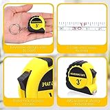 Kanayu 50 Pieces Mini Tape Measure Keychains 3 ft Small Retractable Measuring Tape Bulk with Lock Steel Easy Read Pocket for Birthday Party Favors Daily Use(Yellow)