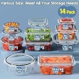 28 Pieces Food Storage Containers with Lids EXTRA LARGE Freezer Containers for Food BPA-Free Meat Fruit Vegetables Plastic Containers with lids Storage Airtight Leak-Proof Food Containers for Kitchen