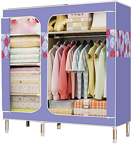 EVXOIJM Portable Wardrobe Cloth Wardrobe Girl's Bedroom Wardrobe,Simple Portable Fabric Wardrobe Metal Bracket Partitioned Storage Closet Stable Open Wardrobe,E,168 * 130 * 45cm Portable Cloth Hange