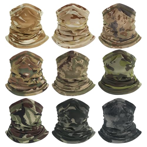 Cooling Neck Gaiter for Men Women Gator Face Mask Scart Cover Fishing Motorcycle Breathable Sun Protection Balaclava Bandana (Forest camouflage, one size)