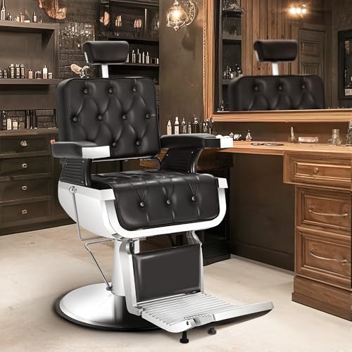 Hicomony Reclining Barber Chair, Salon Chair Hair Stylist, Barber Chairs for Barbershop Supports up to 500lbs, Professional Salon Beauty Spa Shampoo Equipment