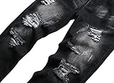 QIMYUM Mens Ripped Jeans, Distressed Destroyed Slim Fit Straight Leg Denim Pants (30, Black702)