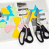 2 pcs Pinking Shears Scissors for Fabric, lyfLux 2 Models Fabric Scissors, Zig Zag Scissors, for Crafting, Paper Cutting, Fabric, Leather Materials (3 mm Triangular And Rounded Teeth)