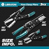 LIBRATON Hose Clamp Pliers, 3PCS Ratchet Hose Pliers, Hose Pinch Pliers Automotive, Hose Clamp Tool, Ratcheting Hose Pinch Off Pliers for Fuel, Flexible, Radiator Hose, with Storage Bag, 8" 10" 12"