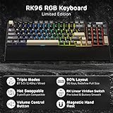 RK ROYAL KLUDGE RK96 RGB Limited Ed, 90% 96 Keys Wireless 3-Mode BT5.0/2.4G/USB-C Hot Swappable Mechanical Keyboard w/Wrist Rest, Volume Control, Software, Massive Battery, RK Viridian Switch