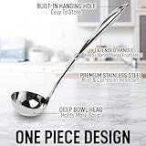 Zulay Kitchen Stainless Steel 13" Soup Ladle - Comfort Grid Steel Ladle with Long Handle and Ample Bowl Capacity Perfect for Stirring, Serving Soups and More - Heavy-Duty Metal Ladle