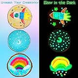 KIRKOTOY Wooden Crafts Kit for Kids-Glow in The Dark-Arts & Crafts Gifts for Boys Girls Age 6-12, 24 Wood Slices with Painting Craft Activities Kits, Creative Art Toys for 6 7 8 9 10 11 12 Year Old