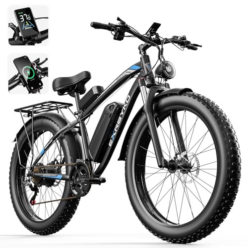 EXRBYKO Fat Tire Electric Bike for Adults, 2000W Peak 37MPH Ebike with 48V 17.5AH 840WH Battery, 80 Miles E Bike with 21-Speed Gears, Beach Mountain Snow Electric Bicycle UL Certified, 26"x4"