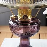 Aladdin Amethyst Lincoln Drape Table Oil Lamp with White Glass Shade, Brass