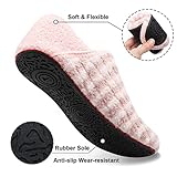 Fires Womens Mens Slippers with Rubber Sole Soft-Lightweight House Slipper Socks Around House Shoes Non Slip Indoor/Outdoor, Pinkstripe, 8-9 Women/6.5-7.5 Men