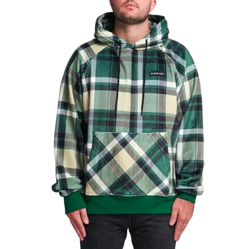Spark Paws Human Hoodie - Premium Quality, Buttery Soft, Superior Comfort and Fit, Calming Fleece Interior, Suitable for All Styles – Green Plaid, M