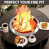 Uniflasy 48" Fire Pit Surround Tabletop for Solo Stove Yukon/Bonfire & Tiki, Powder-Coated Steel Surround Table with Firewood Storage Shelf for Safety & Extra Space, Outdoor Smokeless Fire Pit Table