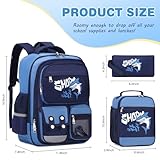 DIGOBAY 3PCS Boys Backpack, Kids Backpack for Boys with Lunch Box Pencil Case, Cool Shark Backpack for Boys, Schoolbag Bookbag for Kindergarten Elementary Middle High School