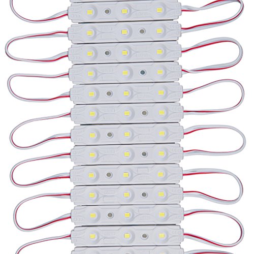 200pcs Daylight White 6500K Injection 0.72W 12 Volt DC LED Module for Signs 2835 SMD 3 LEDs Waterproof Decorative Light for Letter Advertising Signs with Tape Adhesive Backside