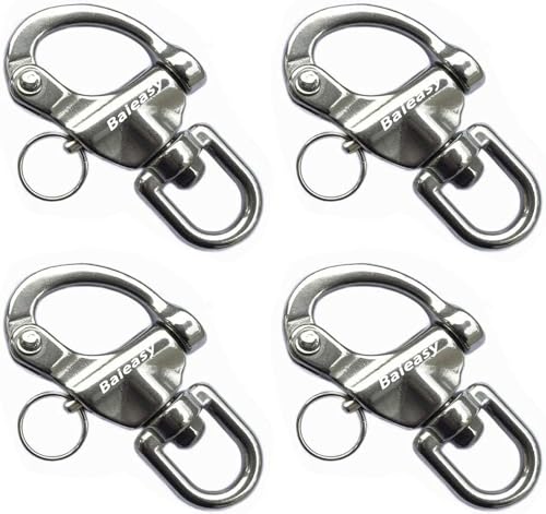 Baieasy 4 Pack Swivel Eye Snap Shackle, Marine Sailboat Shackles Quick Release 316 Stainless Steel for Sailing Rigging SCBA Mask Halyard Panic Snap Spinnaker Clip