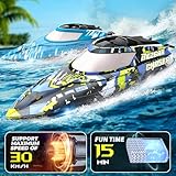 BEZGAR RC Boat, 2 Packs 12 inch Fast Speed RC Boat 30 KPH with A Portable Suitcase for Lakes & Pools & Salt Water, Summer Toys for Adults and Ideal Gifts for Kids Boys Age 6 7 8-12 Years Old - TX2P1