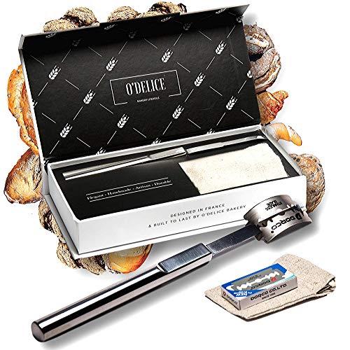 Stainless Steel Bread Lame in Gift Storage Box with Blade Protective Cover - The Most Advanced Design for Accurate Dough Scoring - 10 Premium Replaceable Blades - Built By Bakers, for Bakers
