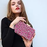 Milisente Clutch Purses For Women Crystal Clutches Evening Bags Gemstone Clutch Purse For Wedding Formal(Hot Pink)