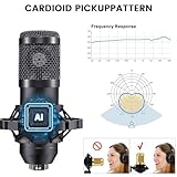 Podcast Equipment Bundle for 2, Audio Interface with Cardioid Designer BM800 Mic for Gamer and All-in-One DJ Mixer, Perfect for Live Streaming, Singing, YouTube