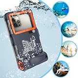 Underwater Snorkeling Diving Phone Case for iPhone 16/15/14/13/12/11 Pro Max/XS/X Samsung Galaxy S24/S23/S22/S21，[50ft/15m] Professional Scuba Dive Waterproof Case Underwater Photo Video Cover Orange