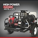 NorthStar Trailer-Mounted Portable Hot Water Commercial Pressure Power Washer - 4000 PSI, 4.0 GPM, Direct Drive, Honda Engine, 200-Gal. Water Tank