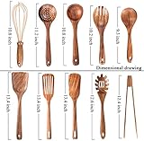 Natural Teak Wood Kitchen Utensils with Spatula and Ladle (10)