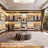 Besiost Closet System - 5FT Small Closet System with Drawers, 60" Closet Organizer System with Reversible Hanging Shelving, Closet Systems for Small/Walk-in Closets, White