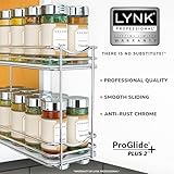 LYNK PROFESSIONAL® Pull Out Spice Rack Organizer for Inside Kitchen Cabinets - 4-1/4 inch Wide - Slide Out Drawer – Chrome Sliding Spice Cabinet Organization Shelf Racks - 2 Tier