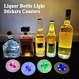 LED Coaster, 60 Pack LED Bottle Lights Coaster for Drinks, Liquor Bottle Light Stickers Coasters, Flash Light Up Bar Coaster for Club, Bar, Party, Wedding Decor (60pcs-White)