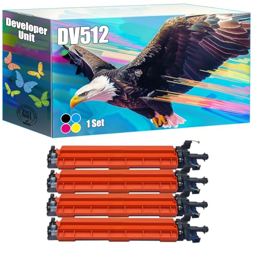 ODRNG DV512 Developer Unit Compatible for Konica Minolta bizhub 224e 284e 364e 454e 554e C224 C224e C284 Printers, High Yield 300000 Pages, Bright Colors Clear Printing (4-Pack BK/C/M/Y)