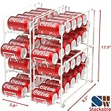 Simple Houseware Soda Can Organizer Stackable Rack Dispenser for Pantry/Refrigerator, 4 Pack, White