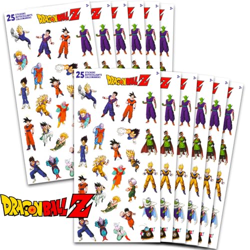 Dragon Ball Z Party Favors for Boys & Girls - Dragon Ball Stickers Sheet Bulk Bundle with 12 Pack Dragon Ball Z Sticker Sheets for Kids Birthday Party & Goodie Bags | Dragon Ball Party Supplies