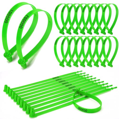Wonderjune 2000 Pcs Plastic Seals Truck Trailer Seals, Numbere Security Tags Tamper Evident Tags Safety Ties Plastic Locks for Container Logistics Transport Package Shipping(Green)