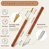 2pcs Leather Edge Dye Pen, Red Brown Colors Leather Edge Roller Pen Applicator, Leather Edge Printing Tool for Leather Craft DIY Working