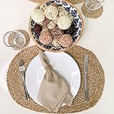 Chardin home Jute Braided Oval PLACEMAT (Set of 4) | Boho Table mats | Artisanally Woven Rustic Table Linen | Color - Natural Jute. (13''x19'')