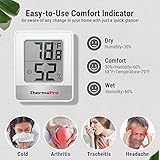 ThermoPro TP49 3 Pieces Digital Hygrometer Indoor Thermometer Humidity Meter Mini Hygrometer Thermometer with Temperature and Humidity Monitor Room Thermometer