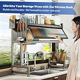 Hdrriozu Over the Sink Dish Drainer Drying Rack 3 Tier Over Sink Dish rack for a Tidy Kitchen Sink Shelf Organized Space-Saving Dish Rack with Cover for Dishes, Glasses, Bowls, and Cutlery