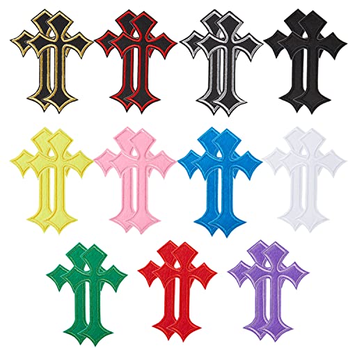 Nicime 22pcs Cross Patches, Iron on/Sew on Cross Applique Patch, DIY Iron Patches for Jeans Hats Shirts Jackets Backpacks