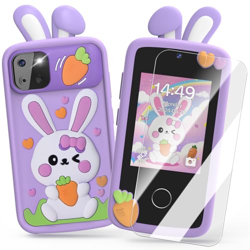 Luyiilo Kids Smart Phone Toys for Girls,Easter Gift for Kids Toys for 3-9 Girls Mini Smart Phone Toys with 2.8" Touchscreen 16 Learning Games Dual Camera Music Player, 8G SD Card