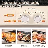 Food Party Hot Pot Electric Grill 2 in 1 Korean BBQ Grill Indoor Smokeless Hotpot Pot Electric Cooker Sahabu Shabu Pot Non Stick (Large)