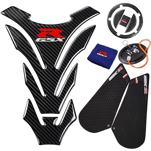 REVSOSTAR 3D Black Rubber Side, Tank Pad Protector, Anti Slip Sticker, Tank Side Traction Pad, 3D Gas Cap, Fuel Cap Decal,Tank Protector for GSXR 600 750 2011-2015 (Black)