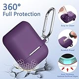 Lerobo for Airpods Case Cover, with a Clean Pen and Magnetic Airpod Strap Anti-Lost Cord Sports Lanyard,Soft Slicone Cover Compatible with Apple AirPods 2nd 1st Generation Charging Case, Purple