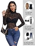 Avidlove Lace Lingerie for Women Leopard Print Sheer Mesh Lace Top Blouse Shirt Bodysuit