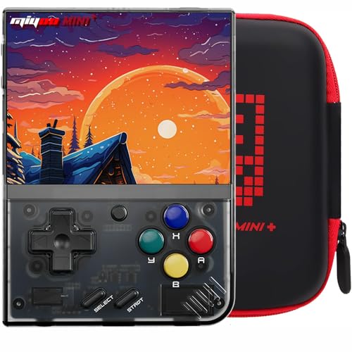 Miyoo Miyoo Mini Plus Retro Gaming Console with Portable Case, Handheld Game Console with 3000mAh Battery 3.5'' IPS Screen, Compatible with a Large Variety of Classic Games. Support WiFi & RTC, Black