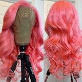 30 Inch Pink Lace Front Wigs Human Hair Pre Plucked Pink Wig Human Hair 200 Density 13x4 HD Body Wave Lace Front Wig Human Hair Colored Pink Human Hair Wig Glueless Human Hair Wigs