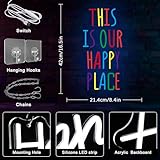 Gyaksjm This is Our Happy Place Neon Sign for Wall Decor Colorful Letter Neon Light Motivational Words LED Neon Light for Classroom Living Room Home Housewarming Decoration