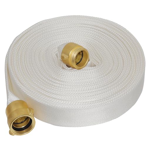 Fire Hose 100 FT x 1-1/2" ID, Brass NST, NH Interface, TPU, Polyester, Working Pressure 250 PSI, Burst Pressure 500 PSI, Indoor Fire, Home, Garden Fire Hose Irrigation