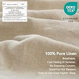 Simple&Opulence 100% Linen Sheet Set with Embroidery Washed - 4 Pieces (1 Flat Sheet & 1 Fitted Sheet & 2 Pillowcases) Natural Flax Soft Bedding Breathable Farmhouse - Linen, King Size